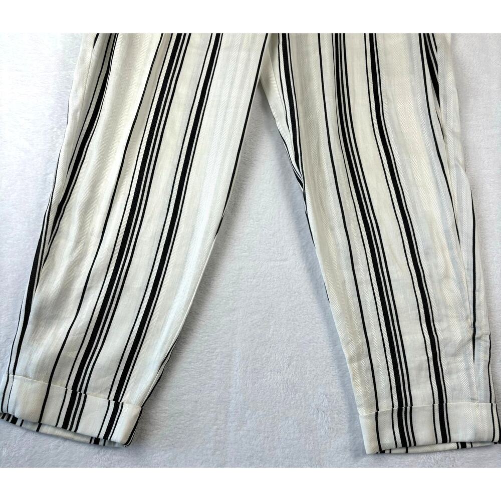 Ted Baker London Linen Asherr Tapered Trouser Pants Size 3 White Striped - Picture 7 of 16